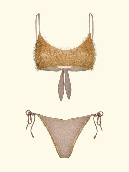 Women's Bikinis F**K Fixed top with Slip Adjustable Gold SW1124-GD