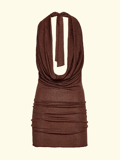 Short Women's Dress F**K Brown SW1149-BN