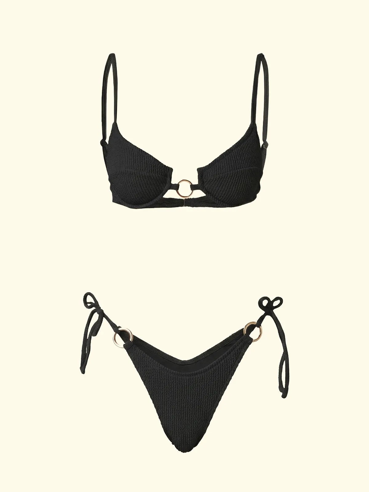 Women's Bikinis F**K Bra with Ferretto and Slip American Adjustable Black SW1202-BK
