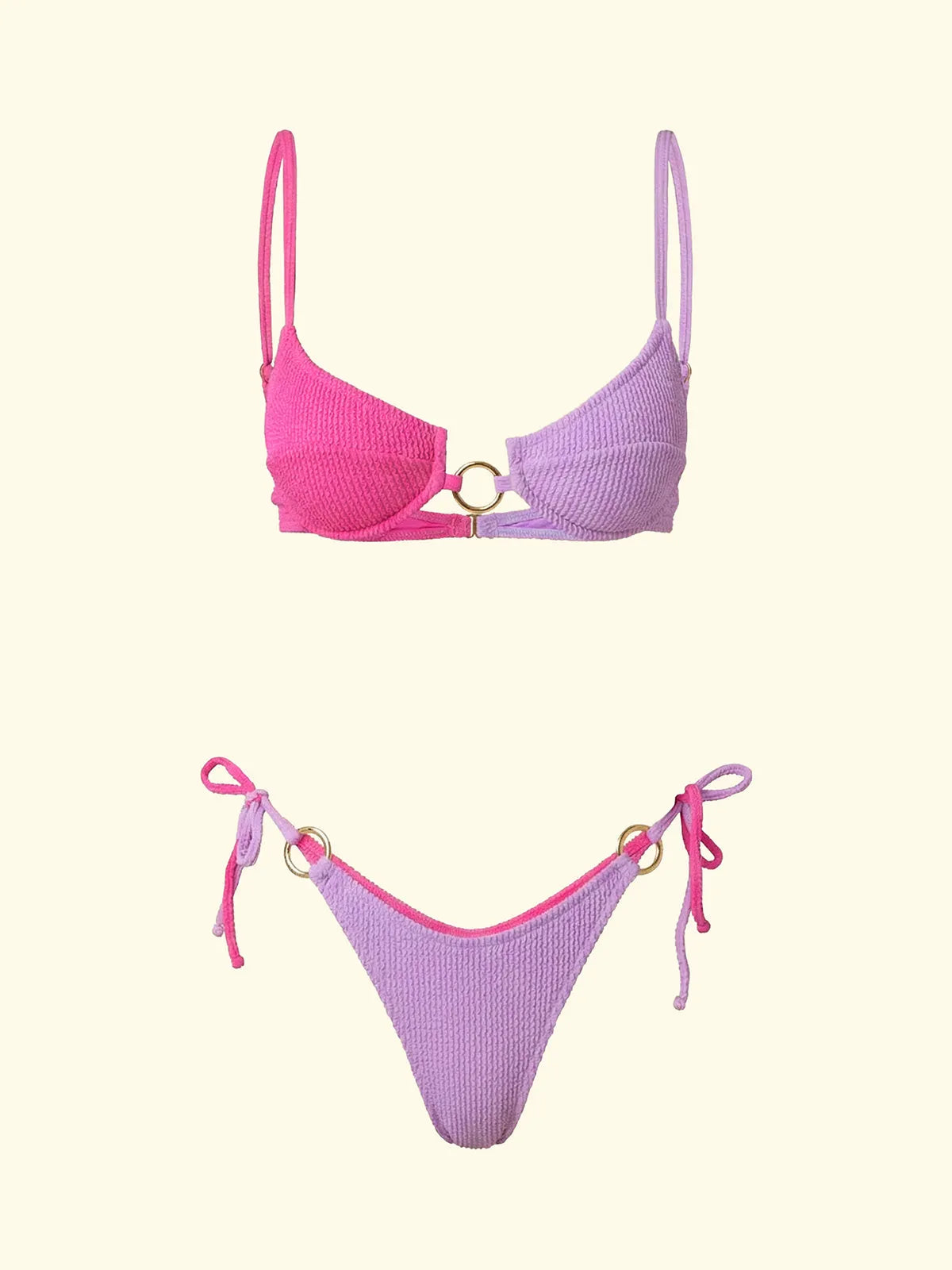 Women's Bikinis F**K Bra with Ferretto and Slip American Adjustable Lilac SW1202-LC