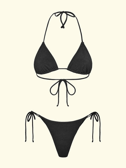 Women's Bikinis F**K Triangle with Slip Adjustable Black SW1800-BK
