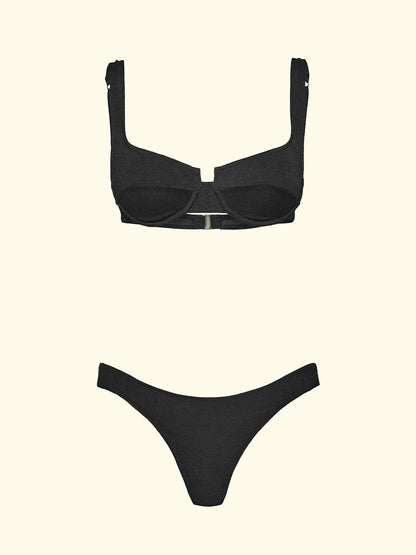 Women's Bikinis F**K Bra with Ferretto and Slip Brazilian Fixed Black SW1803-BK