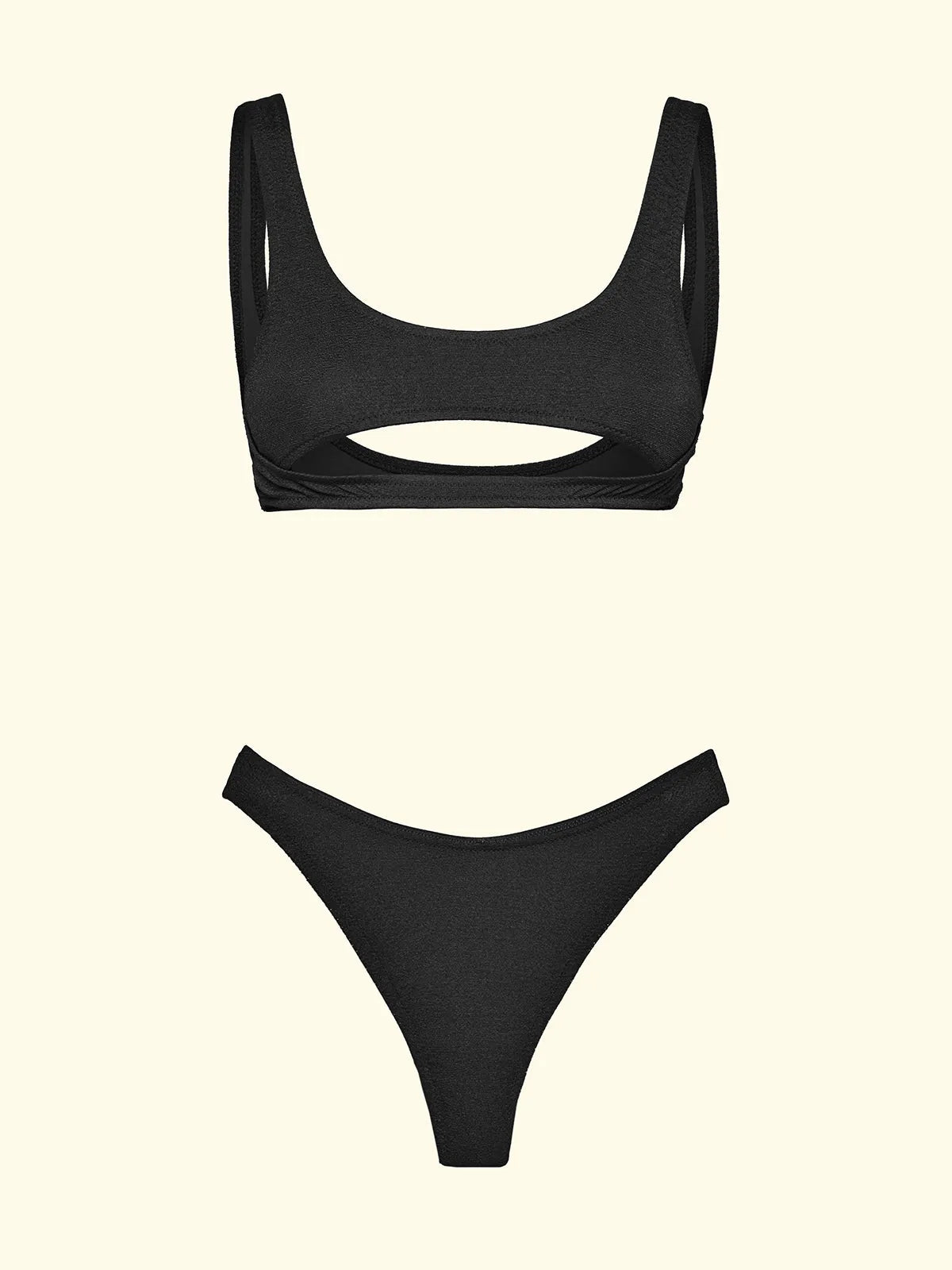 Women's Bikinis F**K Fixed Top with Slip Brazilian High Waist Black SW1806-BK