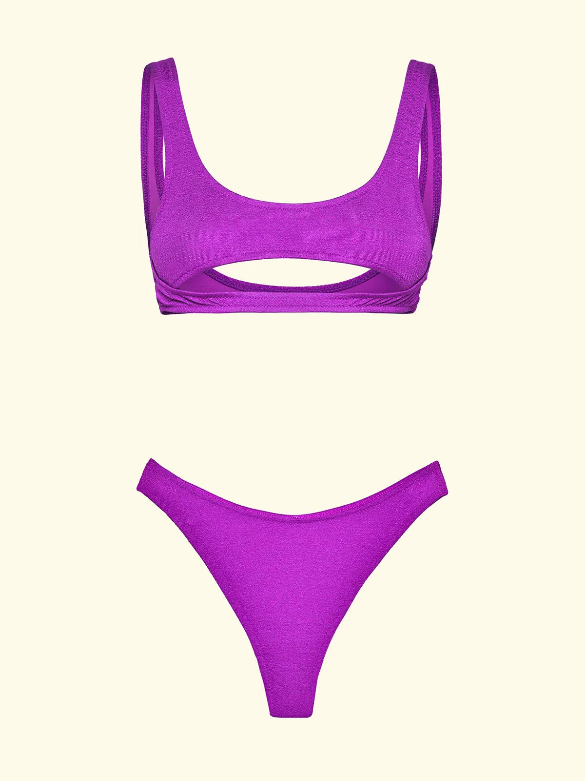 Women's Bikinis F**K Fixed Top with Slip Brazilian High Waist Purple SW1806-PR