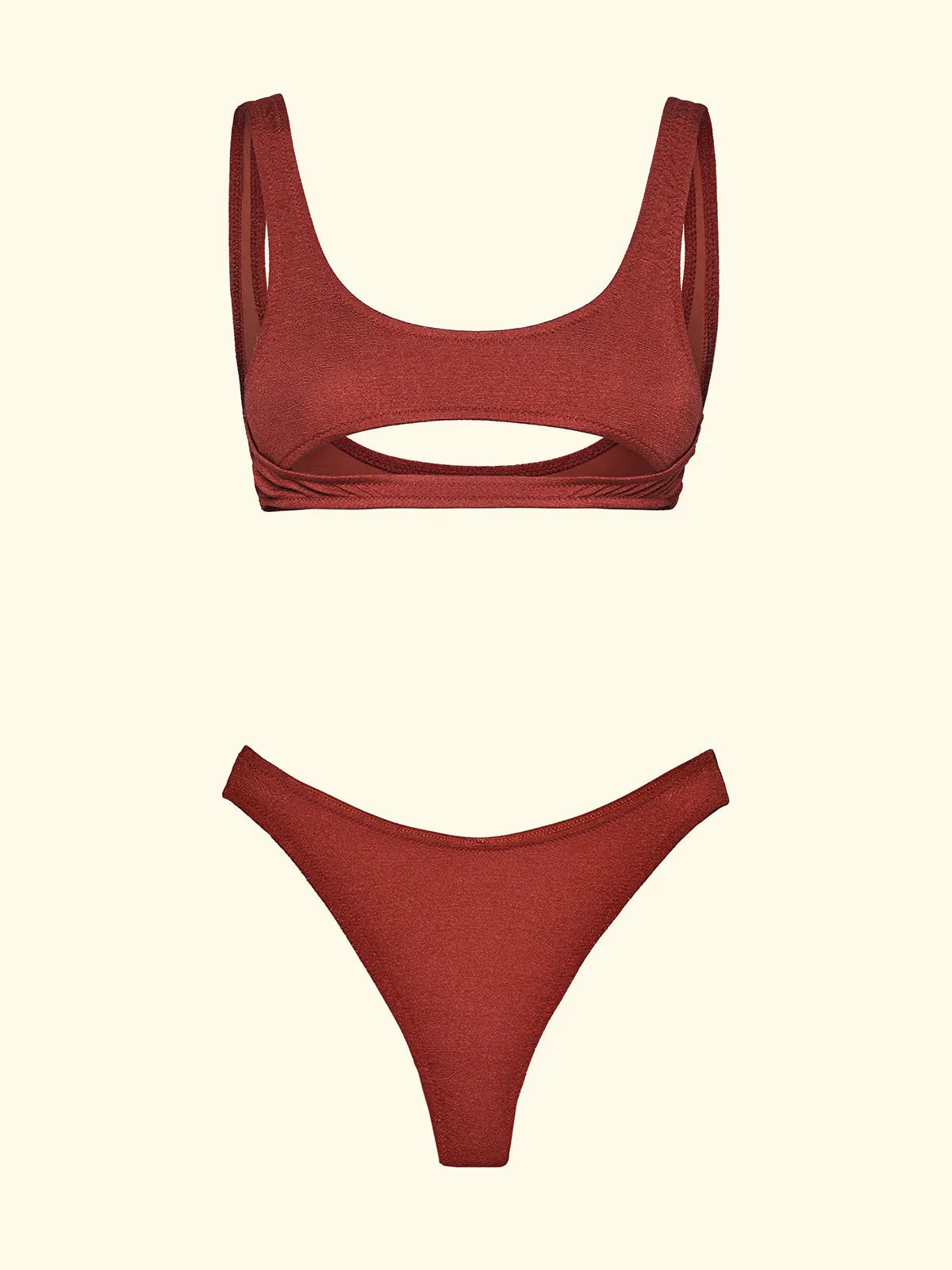 Women's Bikinis F**K Fixed Top with Slip Brazilian High Waist Rust SW1806-RU