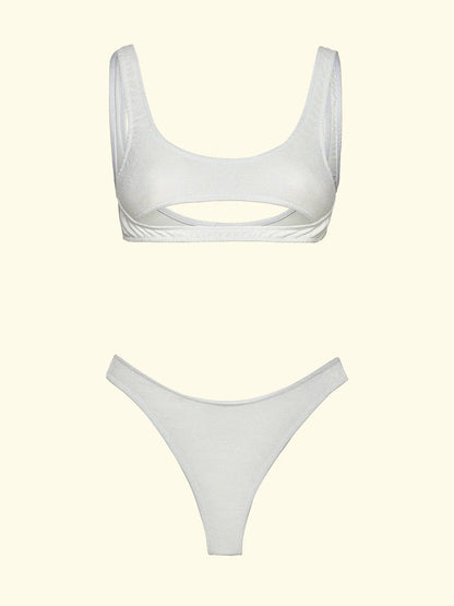 Women's Bikinis F**K Fixed Top with Slip Brazilian High Waist White SW1806-WH
