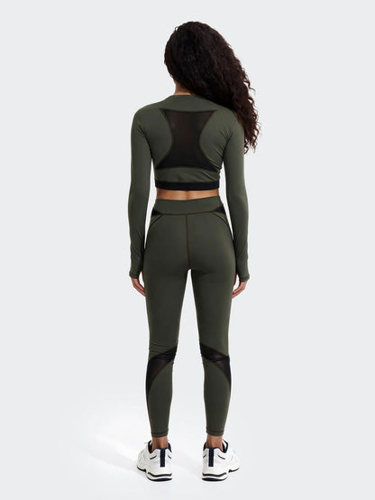 Crop Top Manica Lunga Donna F**K Verde MIlitare WW0208-MG
