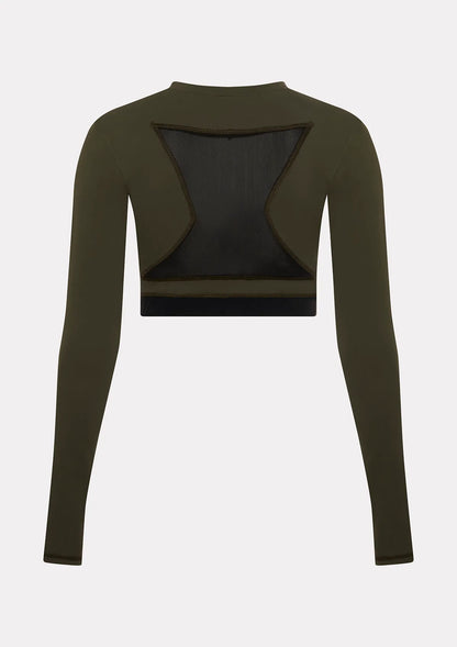 Crop Top Manica Lunga Donna F**K Verde MIlitare WW0208-MG